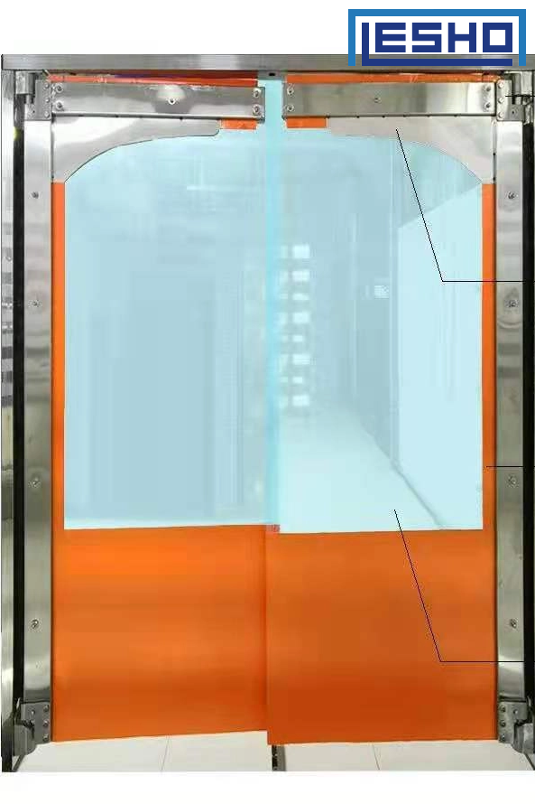 Puerta de tráfico de impacto con aislamiento de alta resistencia, puerta batiente de doble efecto de acero inoxidable para cámara frigorífica y almacén